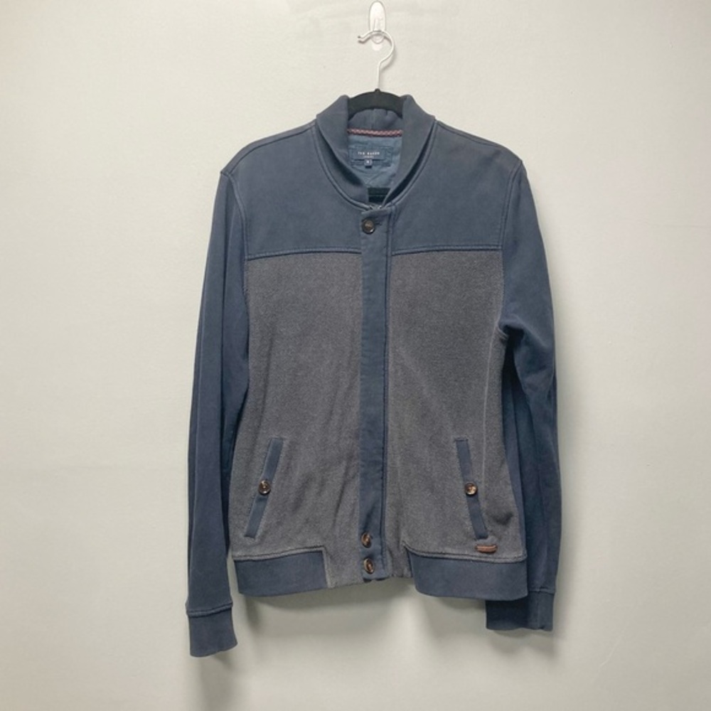 Ted Baker Blue Zip Up Jacket Size‎ 5 Large Everyday Classic Casual New Preppy
